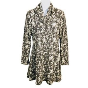 Sugar + Lips Abstract Print Cowl Neck Swing Mini Dress Cream Black Juniors L